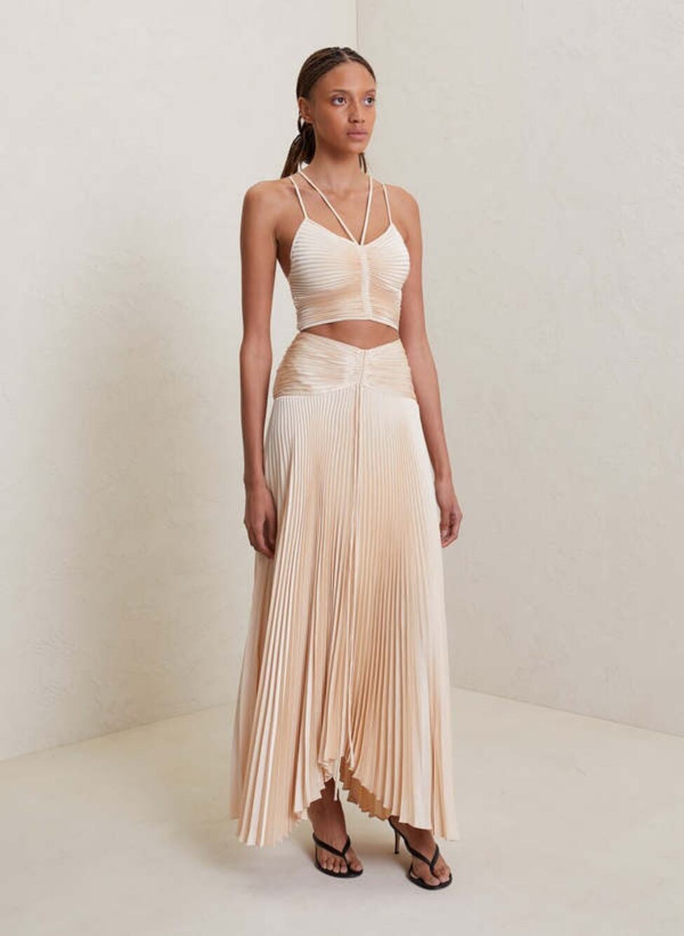 A.L.C. Pleated Asymmetrical Ari Skirt In Cala Cream Size 00